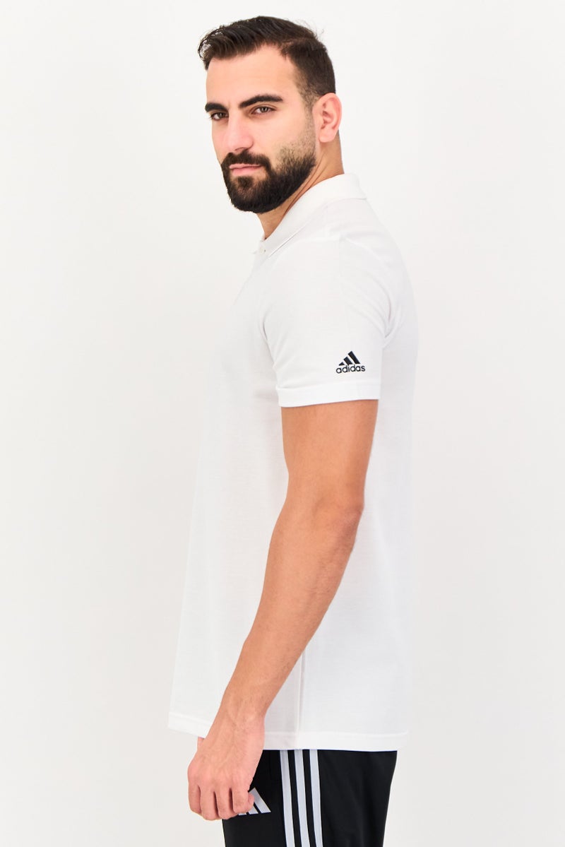 Adidas Men Sportswear Fit Short Sleeve Outdoor Polo Shirt, White - Image 3